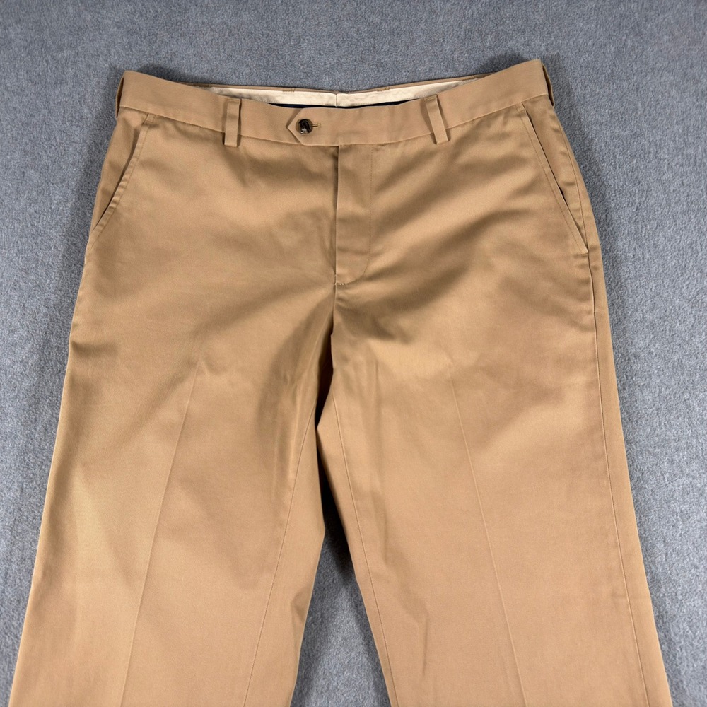 Brooks Brothers Chino Pants Mens 35x32 Beige Advantage Milano Fit 100% Cotton